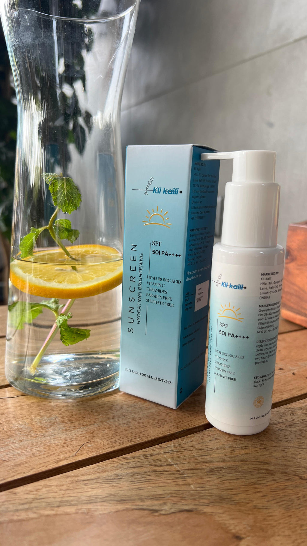 Kli Kaili SPF 50 PA++++ Sunscreen | Vitamin C + Hyaluronic Acid + Ceramides | Lightweight, No White Cast