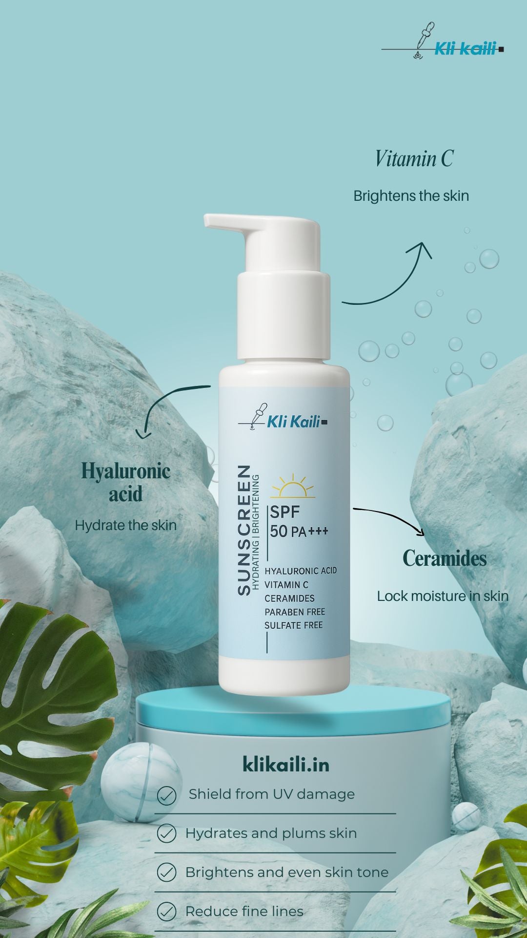 Kli Kaili SunShield SPF 50++++ Sunscreen, Oil-Free & Matte Finish (Sulphate free, Paraben free)